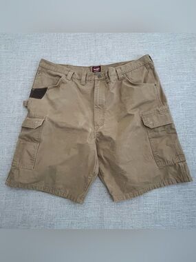 Wrangler Workwear Shorts Men's 44 Brown Ripstop Utility Cargo 100% Cotton Pocket